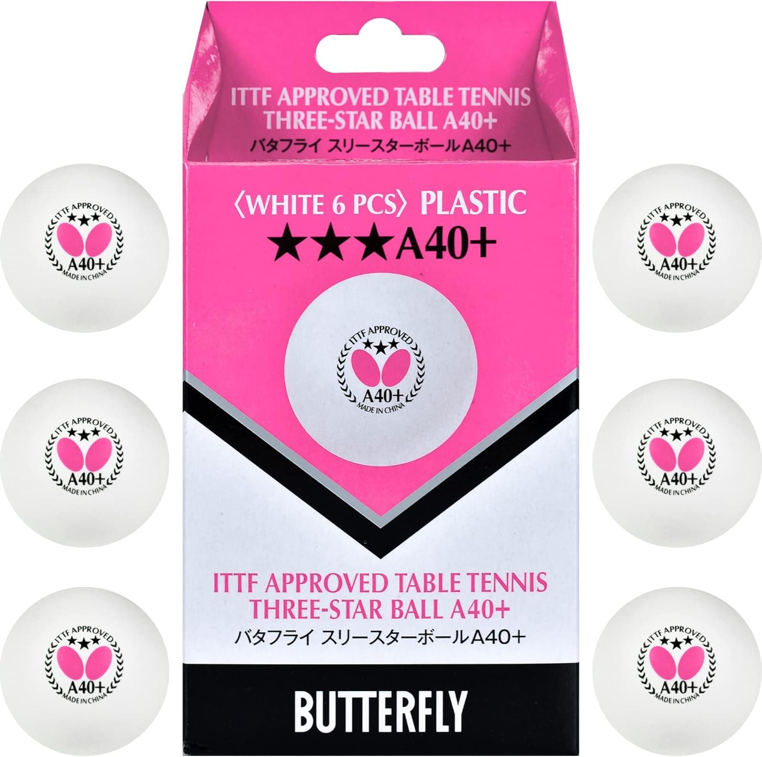 Butterfly 3-Star Table Tennis Balls (Pack of 6)
